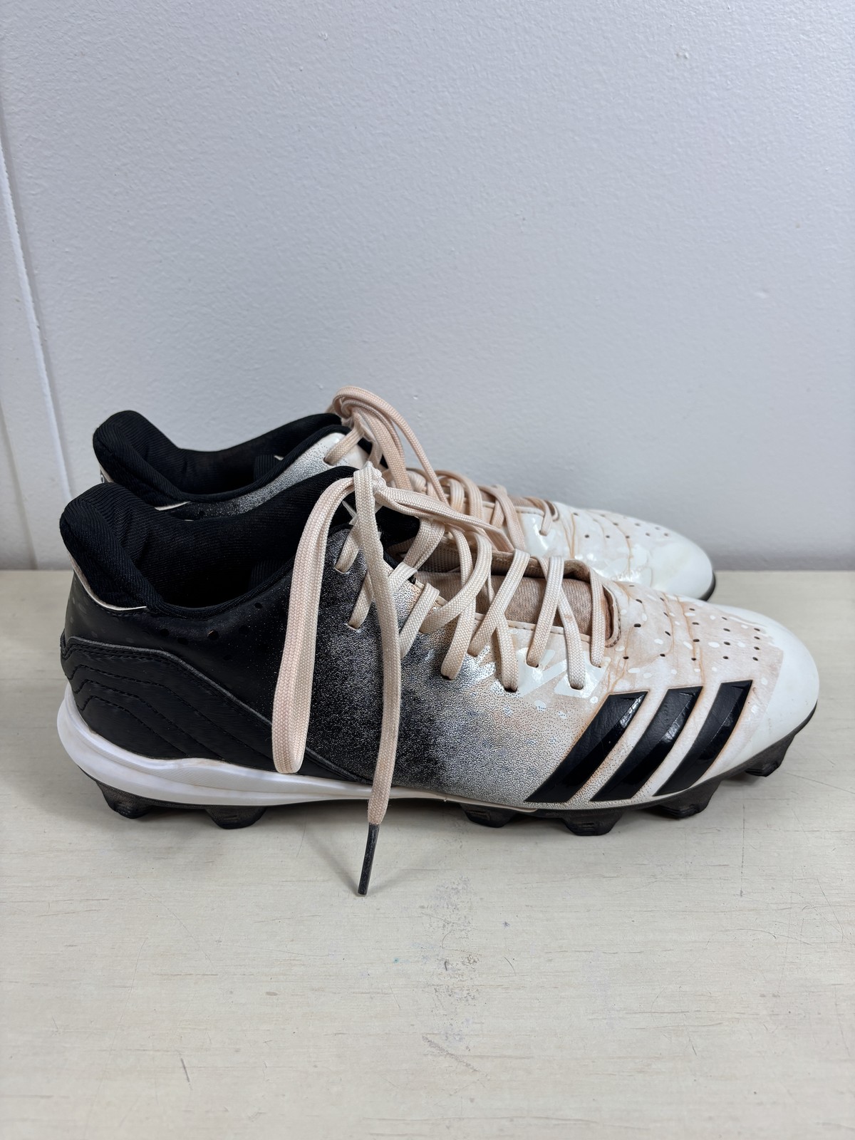 Adidas Ironskin Soccer Cleats Shoes Mens 9.5 Black White Firm Ground Football