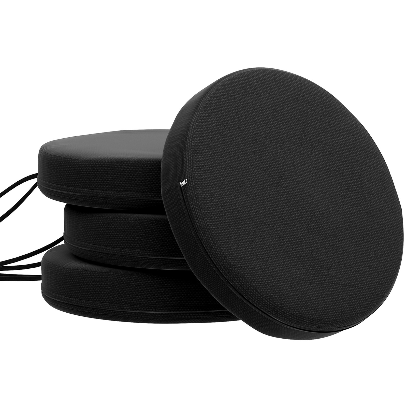 Outsunny Outdoor Chair Cushions Set of 4 Round Seat Cushions, Black