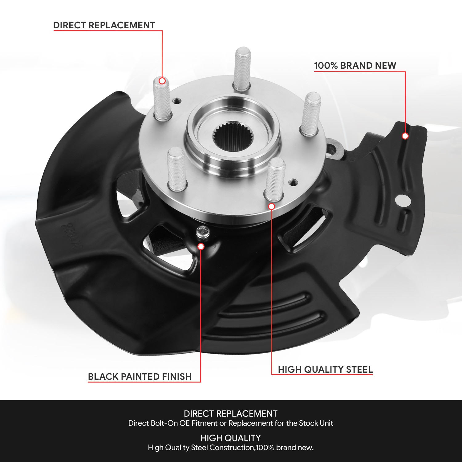 Fit 11-13 Sonata Front Left Driver Side Loaded Wheel Bearing Knuckle Assembly
