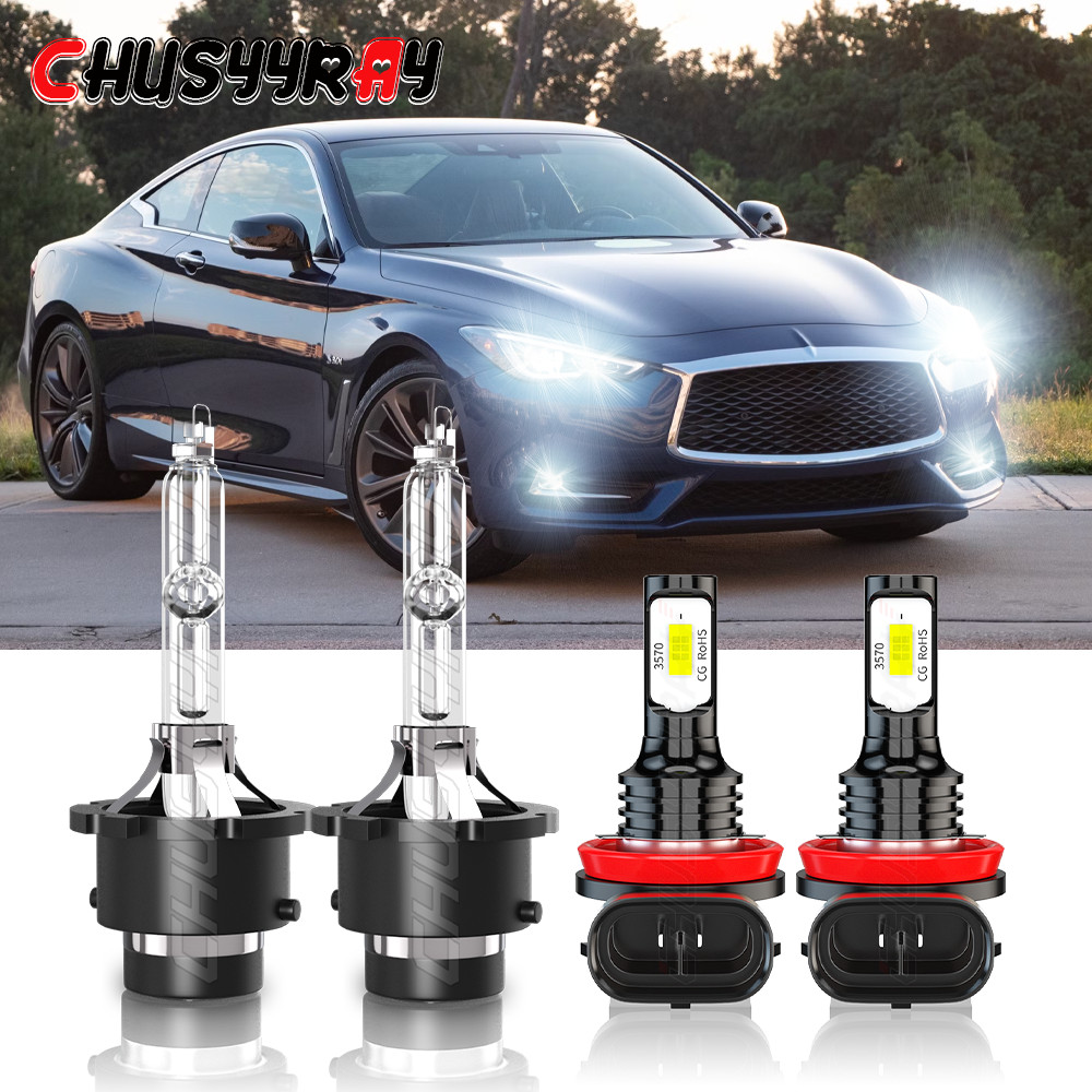 For Infiniti Q60 2014-2019 6000K LED/HID Headlight High Low+Fog Light Bulbs Kit