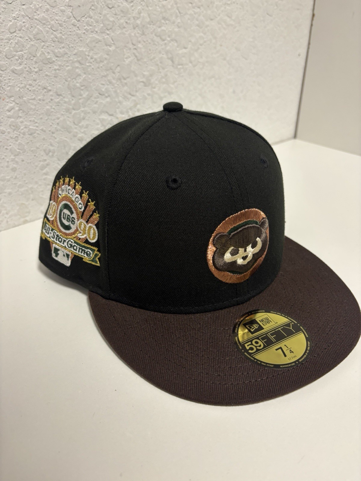 Black Chicago Cubs Dark Brown 1990 ASG Side Patch New Era 59Fifty Fitted