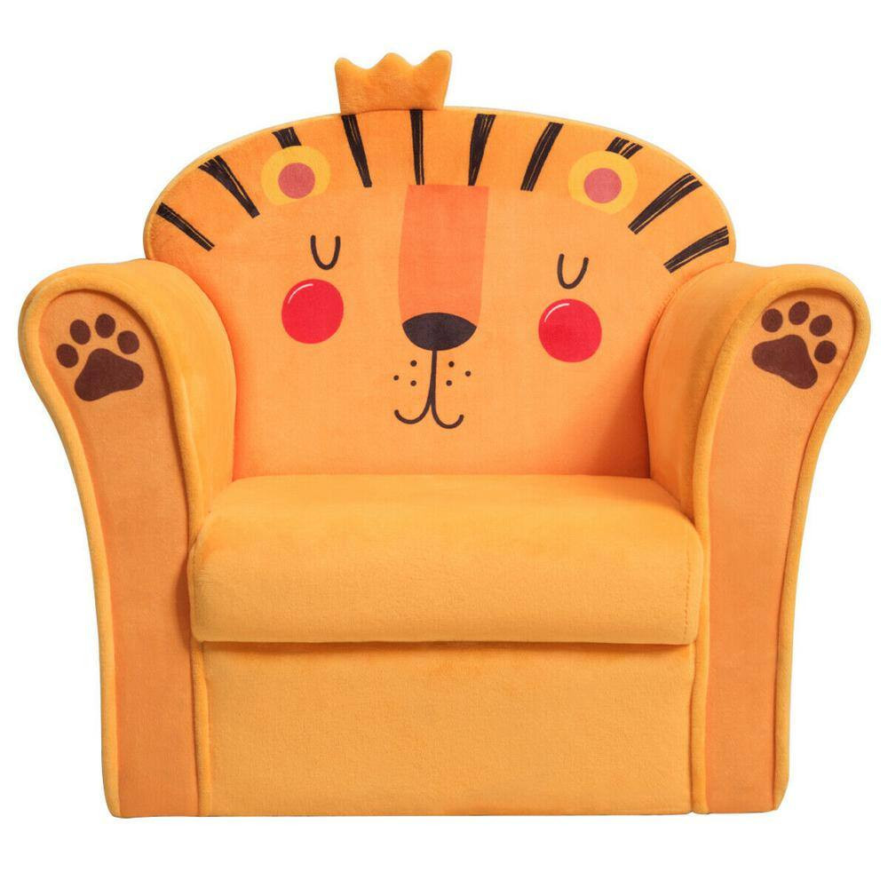 Kids Lion Sofa Children Armrest Couch Upholstered Chair in Orange