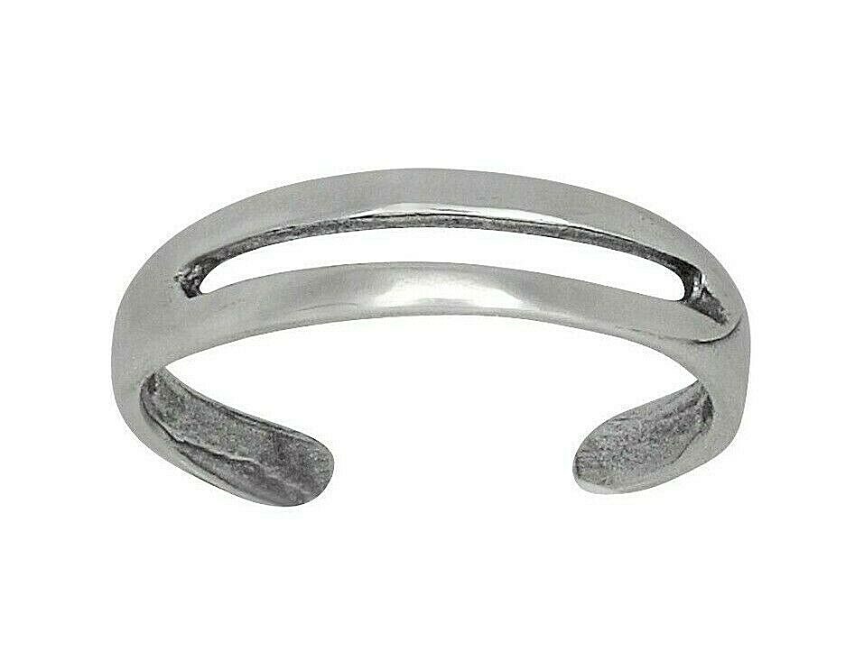 Sterling Silver .925 Plain Band With Cut Toe Ring adjustable size | Made In USA
