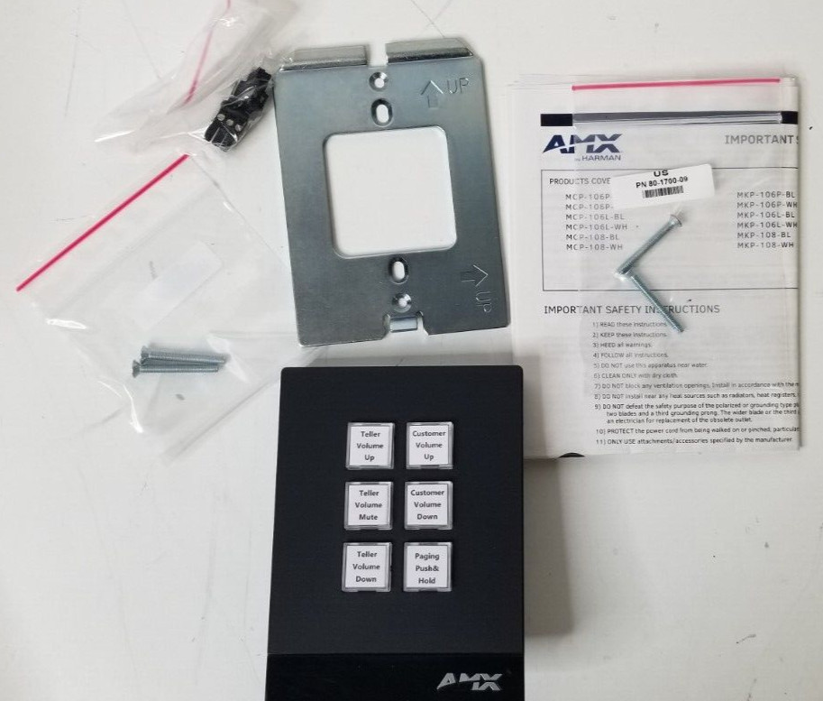 AMX MCP-106P-BL Massio 6-Button ControlPad Black FG2102-06P-BL ***UNTESTED***