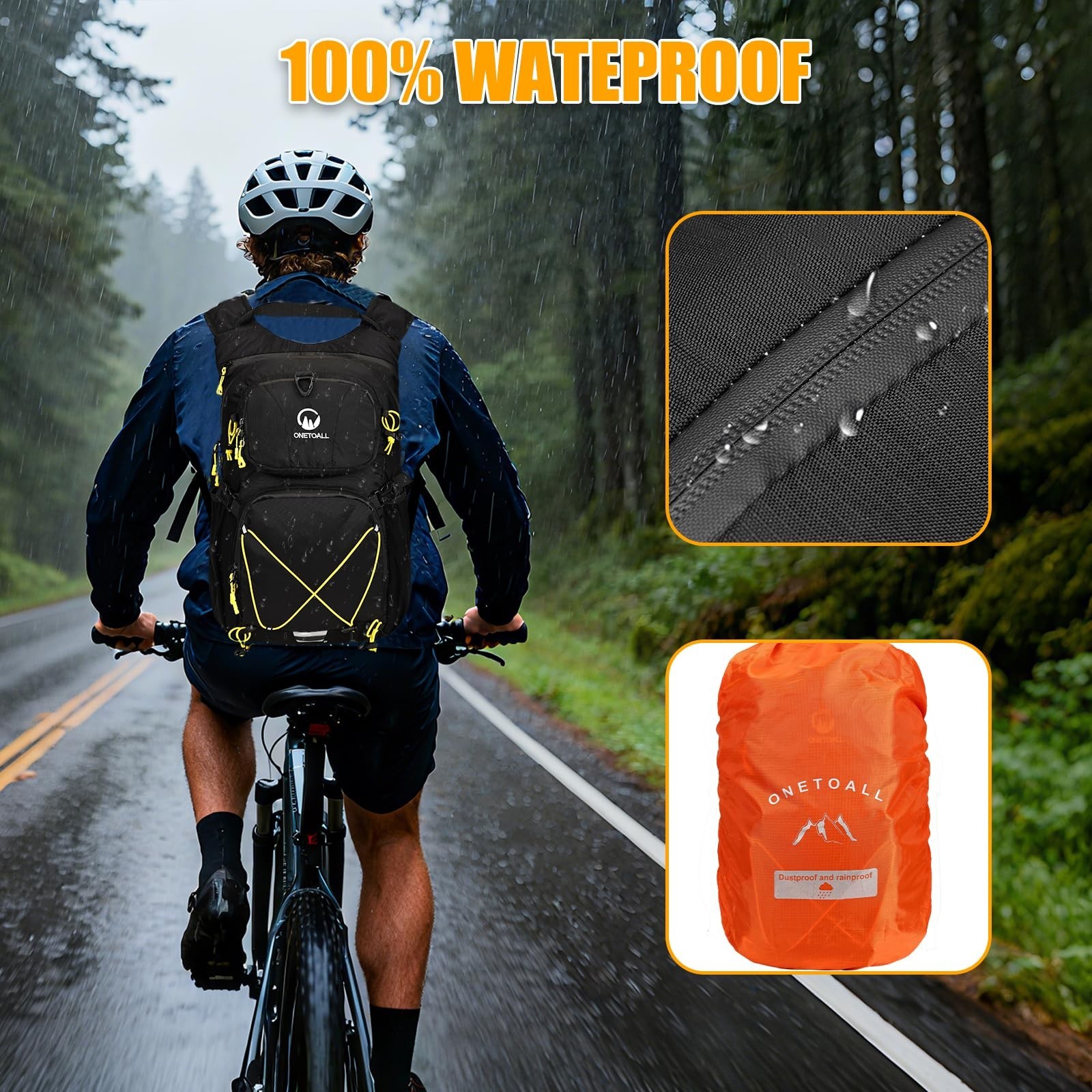 Hydration Backpack 22L, Hiking Backpack with 2L Leakproof Bladder, Sewn-in Ra...