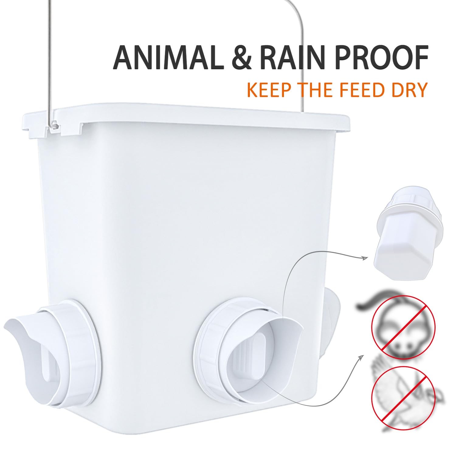 Large Automatic Chicken Feeder and Waterer 2.6 Gal & Waterer, White