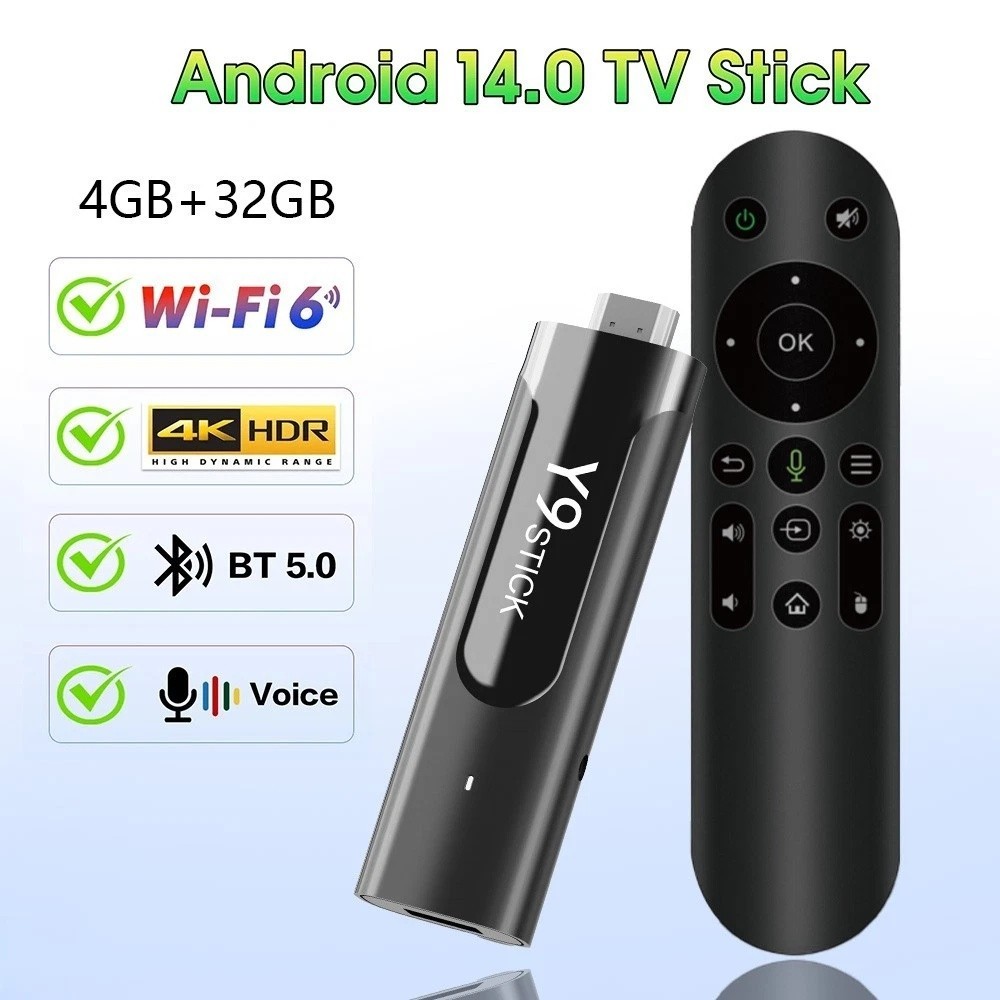 M98-Y9 Android 14 TV Stick 4GB+32GB 4K HDR WiFi6 BT5.0 Streaming Media Player