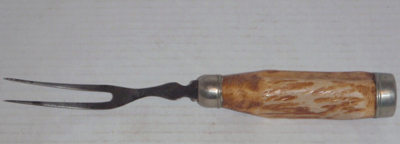 Vintage Stag Antler Handle Carving Fork 9 1/2"