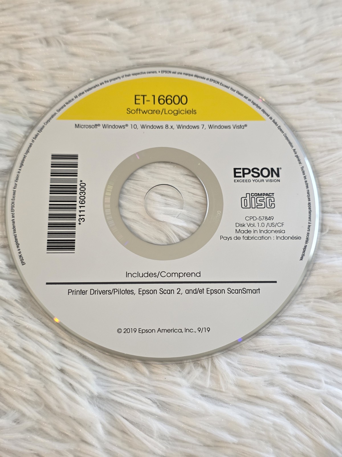 CD, Epson Software w/Printer Drivers, ET-16600