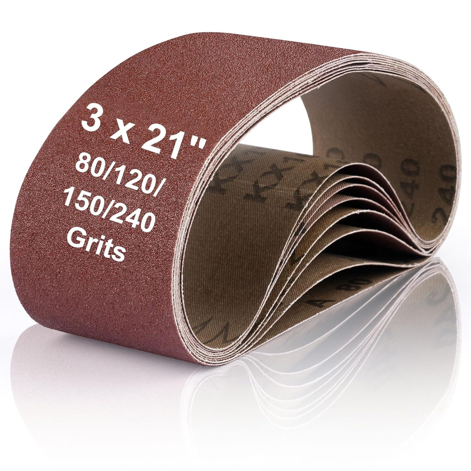 Belt Sander Sanding Belts 8 Pcs Aluminum Oxide 3x21 Inch Grits 80 120 150 240