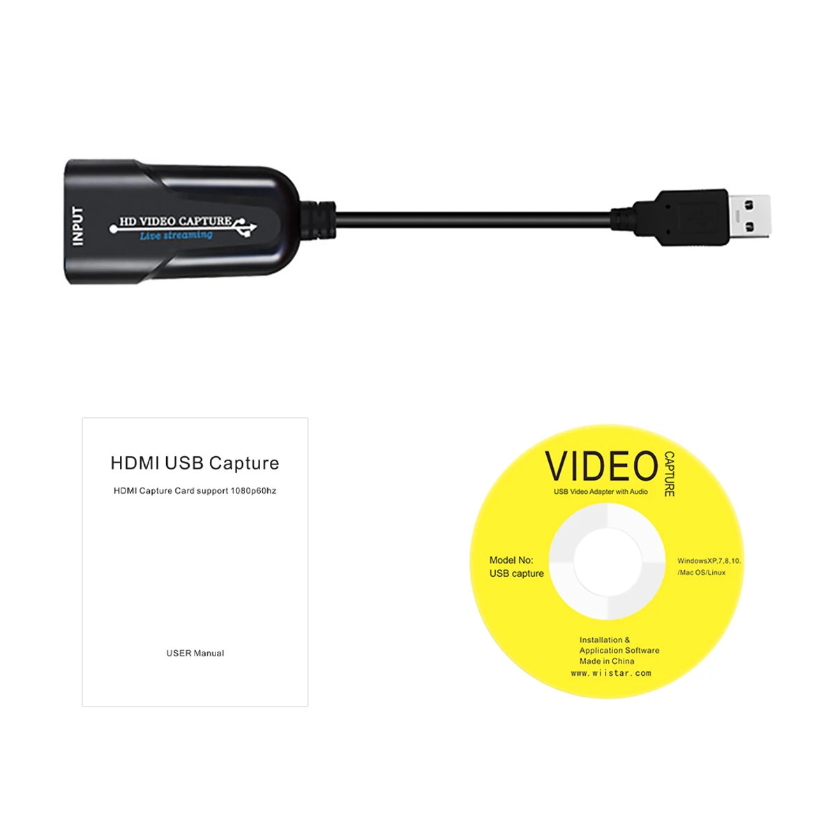 USB Video Capture Card HD to USB Video Capture Device Grabber Recorder for PS4 D