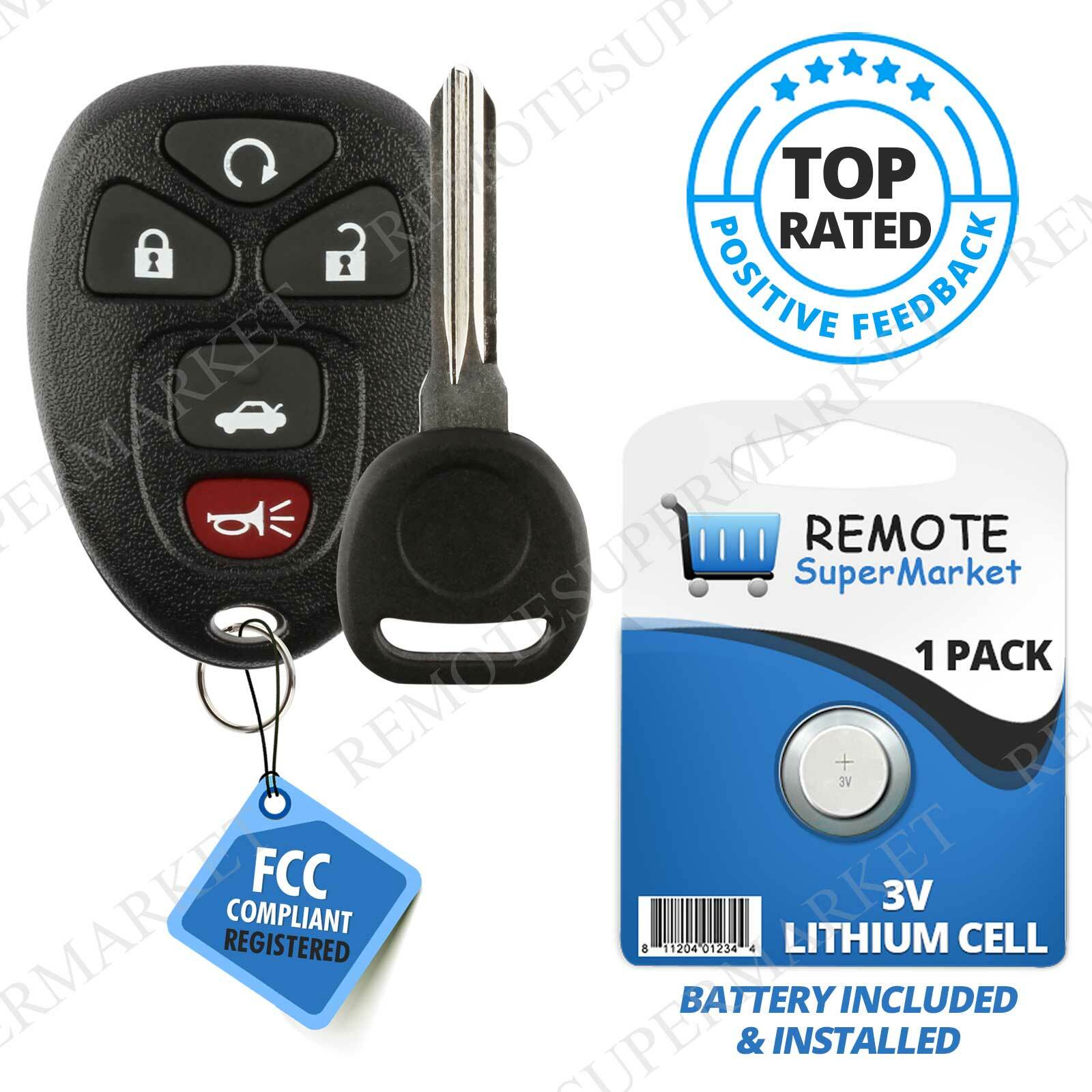 Replacement for 2006-2011 Buick Lucerne Cadillac DTS Remote Car Key Fob 5b Set