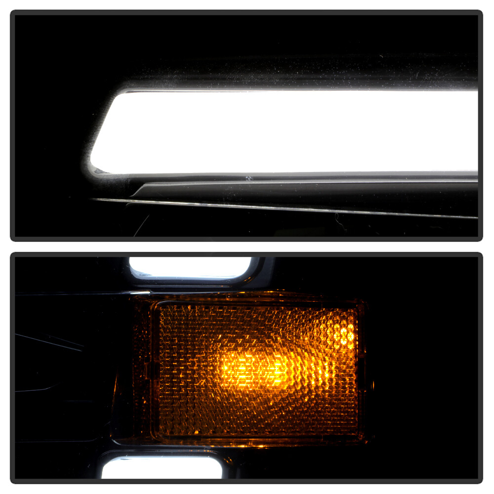 2002-2009 Chevy Trailblazer Black LED Tube Projector Headlights Pair Left+Right
