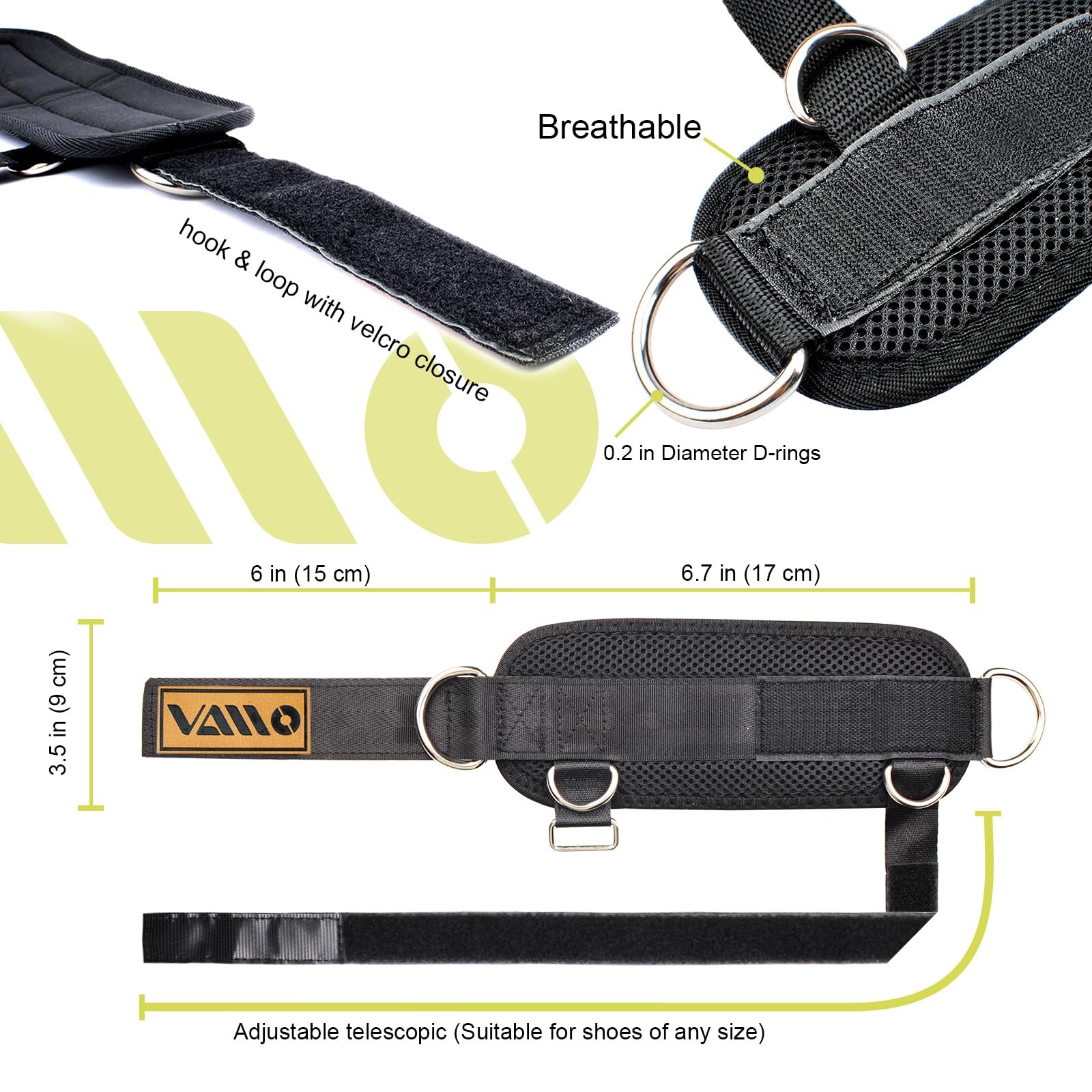 Adjustable Neoprene Ankle Straps for Cable Machines - 5 D-Ring Design