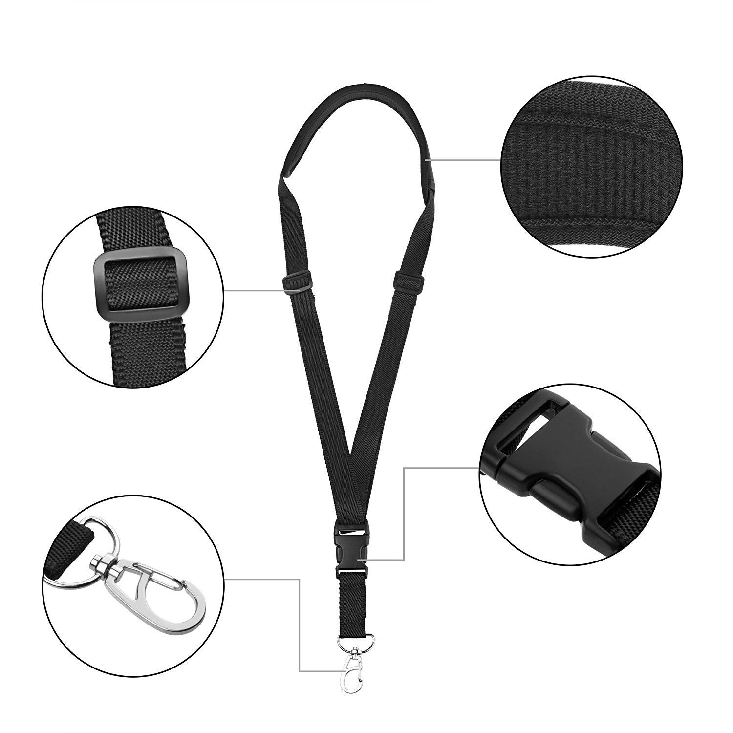 TXEsign Adjustable and Detachable Remote Controller Lanyard Padded F, Black
