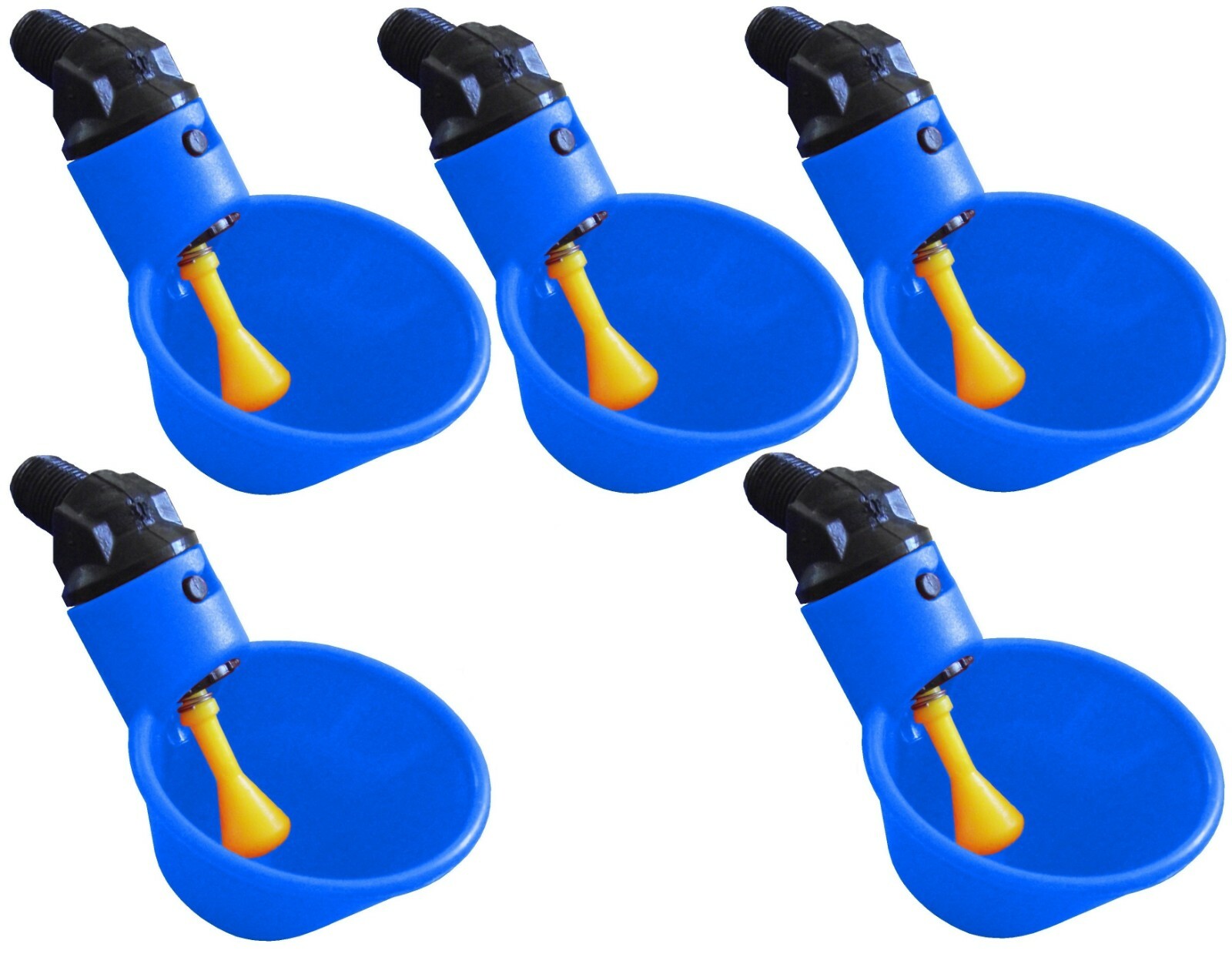 (5) AUTOMATIC WATERER DRINKER CUPS CHICKEN COOP POULTRY CHOOK BIRD TURKEY DRINK