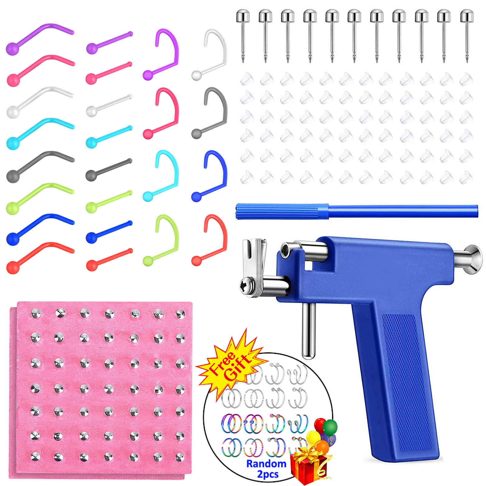 125Pcs Ear Piercing Gun Kit Professional Piercing Tool Ear Nose Stud Earring Set