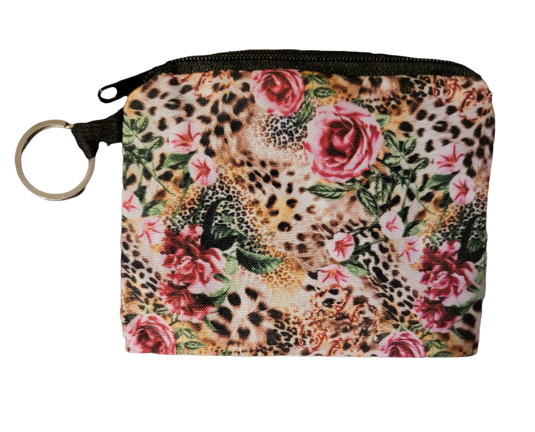 Small Multicolor Zippered Nylon Change Purse w/ Key Ring - New - Style C