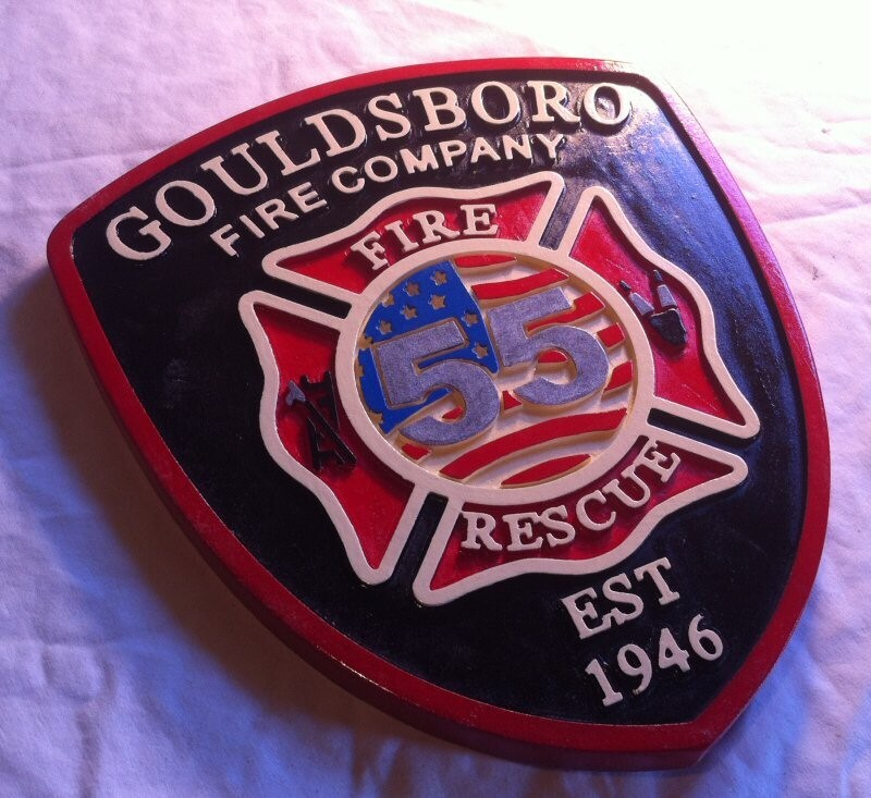 Fire Department Gouldsboro 3D routed wood patch plaque sign Custom