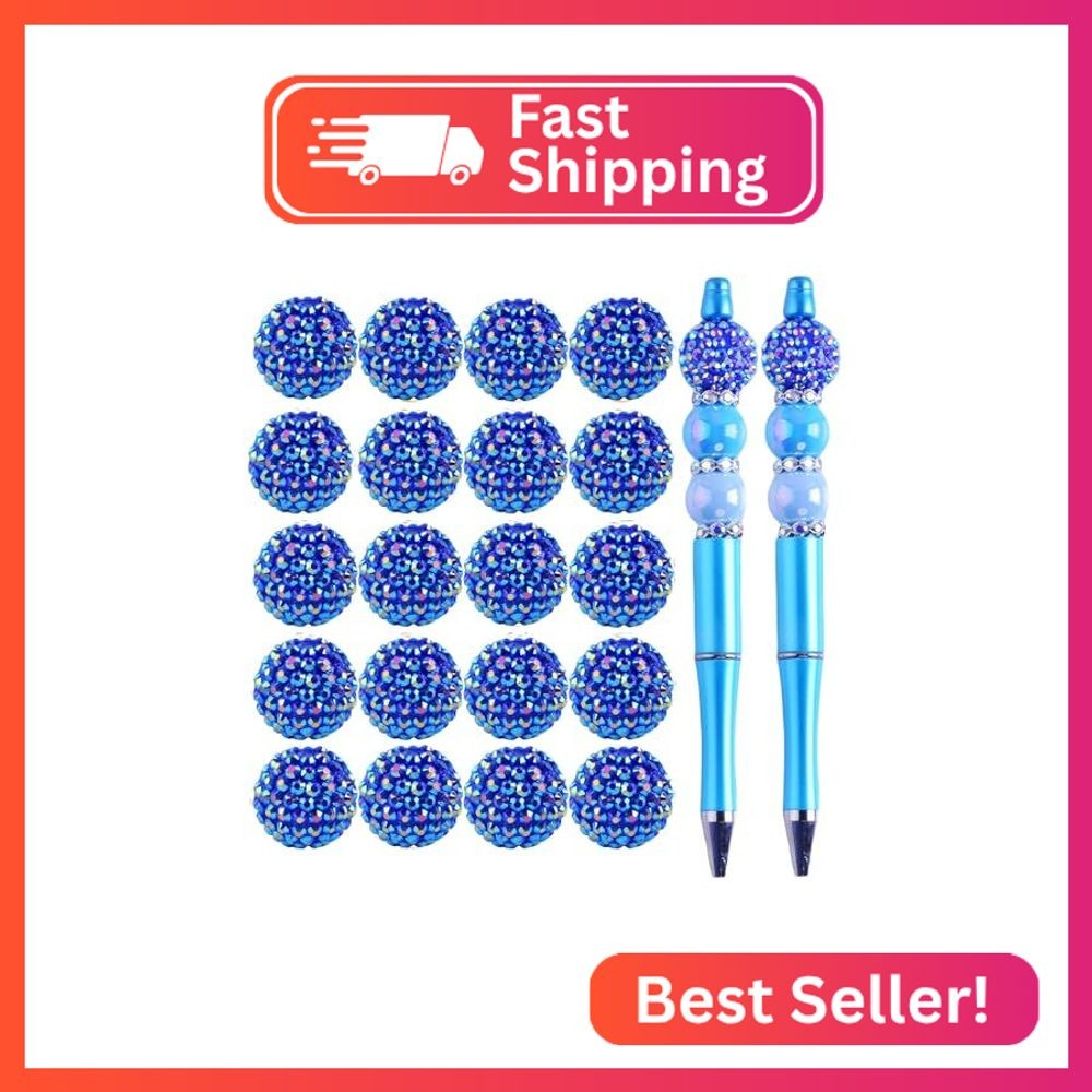 Beads for Pens,20mm Rhinestone Beads 20pcs Chunky Bubblegum Large Spacer Beads f