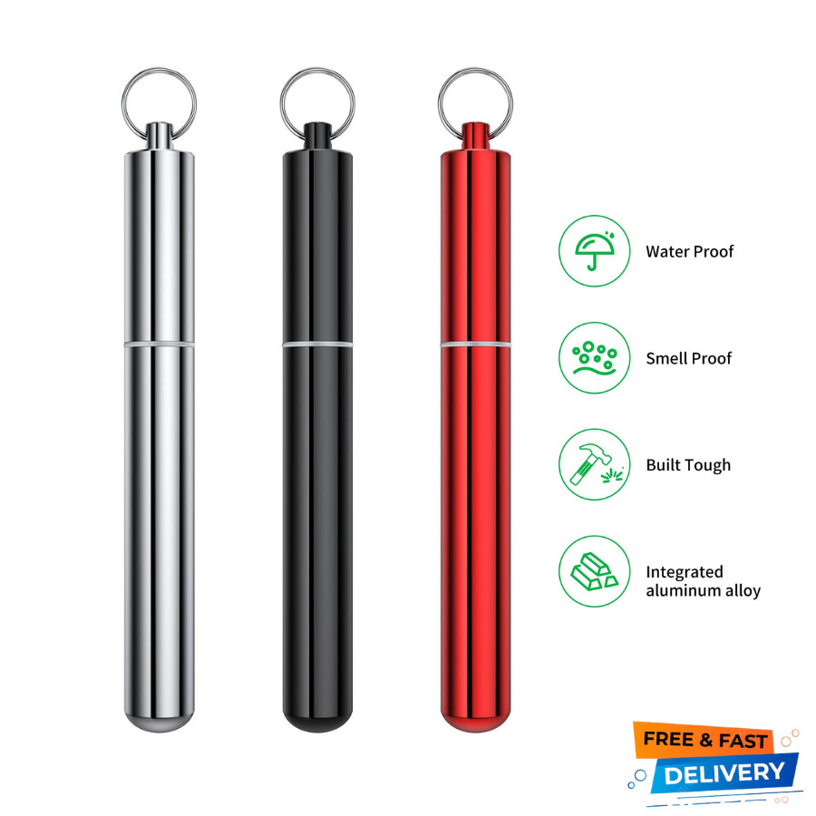 3 Pack Airtight Aluminum Metal Storage Tube Container for Pocket Purse Travel