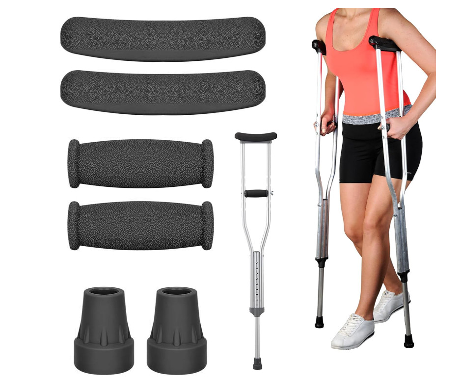 Replacement Crutch Pads 6PCS Kit Universal Arm Armpit Hand Grips Tips Black