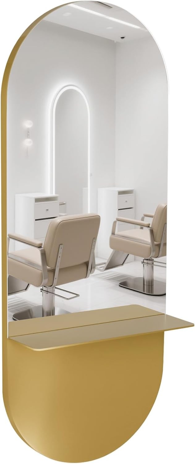 69" Oval Wall Mount Salon Styling Mirror, Waterproof Metal Frame Large Mirror