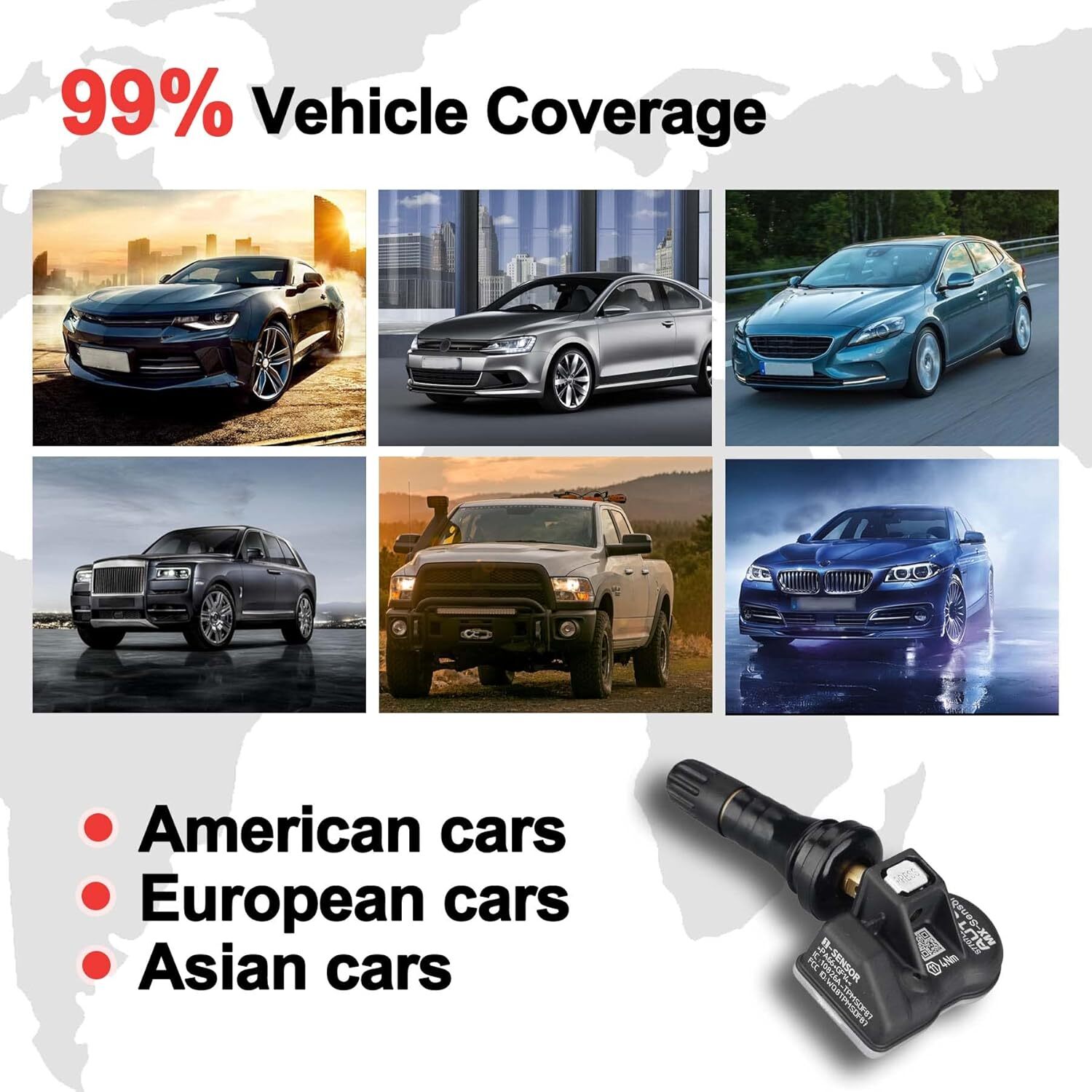 12PC Autel MX-Sensor 315&433MHz Programmable TPMS Universal Tire pressure Sensor