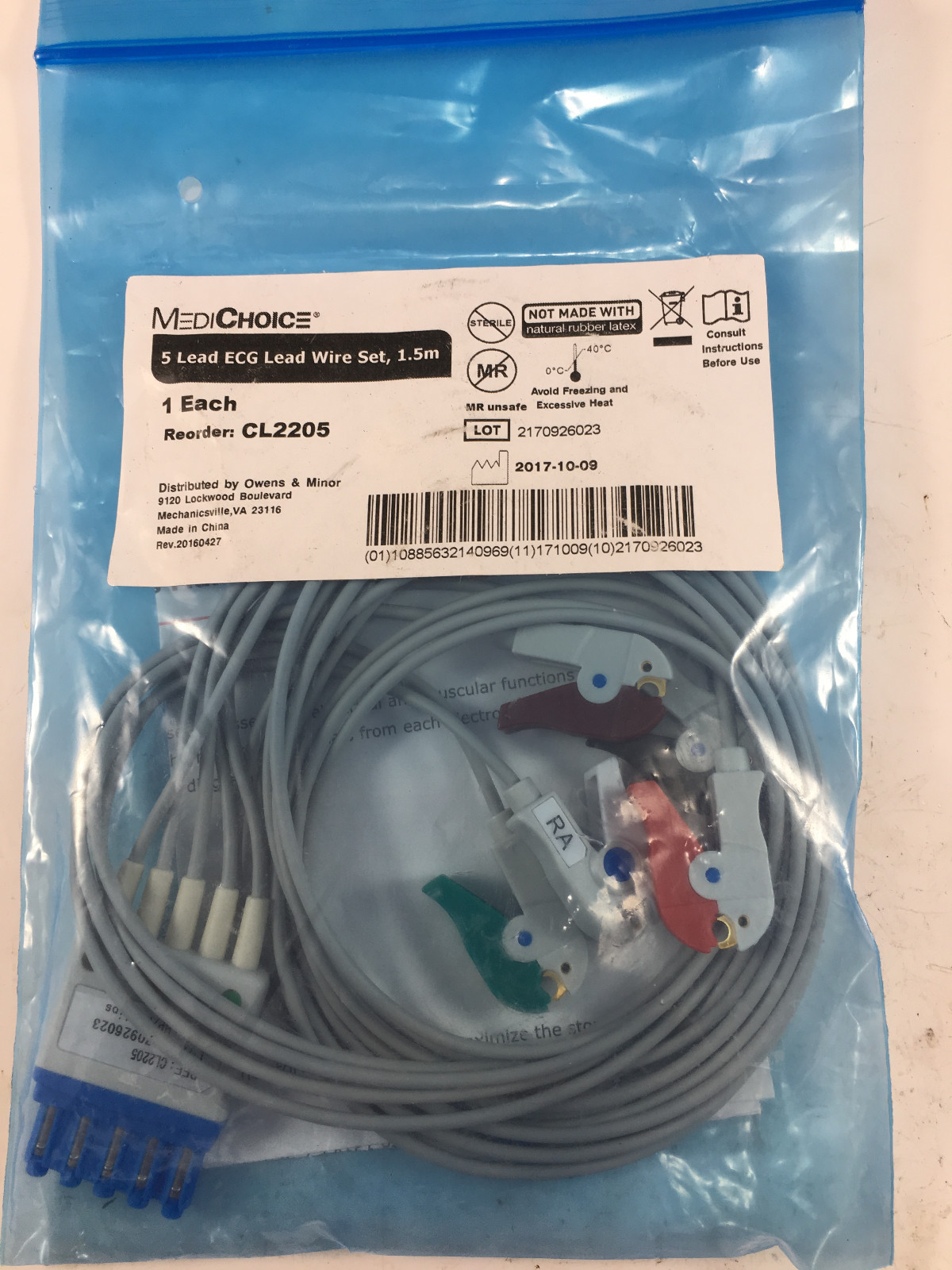 Lot of 10 MediChoice 5 Lead ECG Lead Wire Set 1.5M CL2205 HP/Philips Compatible