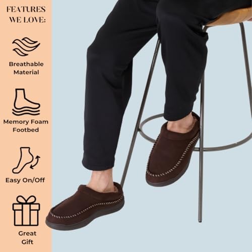 mens Thompson Memory Foam Clog SlipperSlipper 7-8 Black (Wool)