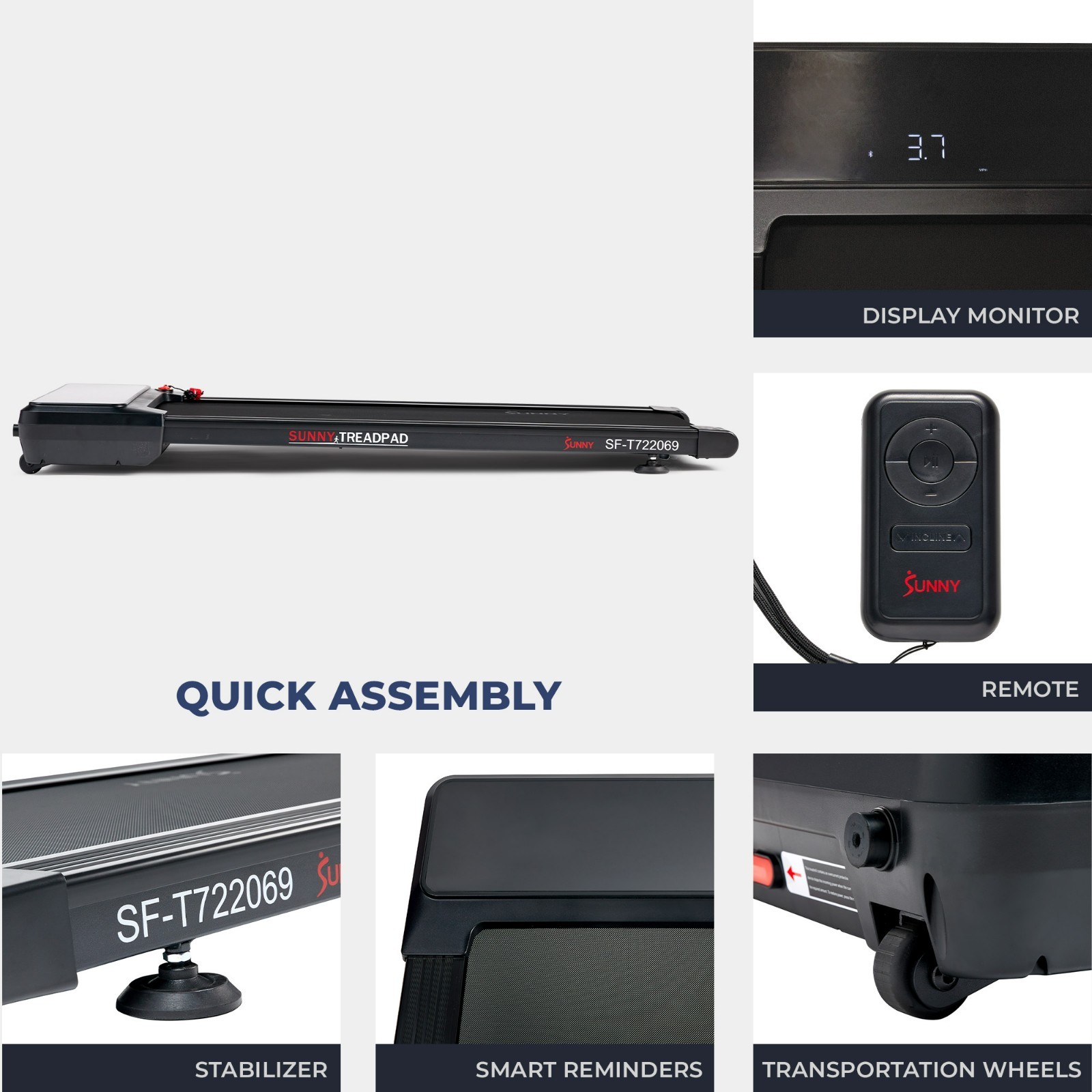 Compact Smart Walking Treadmill Pad Auto Incline Remote Control Bluetooth Safe