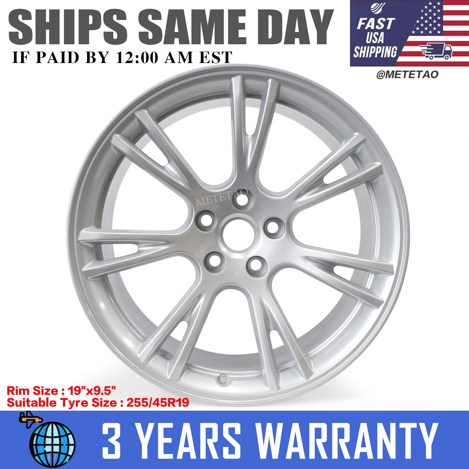 New 19" x 9.5" Replacement Wheel 118822200 for Tesla Model Y 2020-2024 Rim 96958