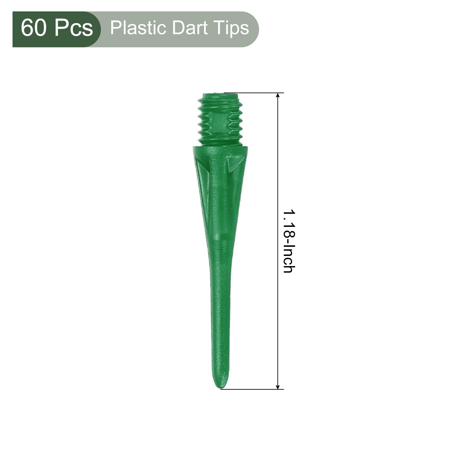 60Pcs Plastic Dart Tips,Game 2BA Thread Soft Darts Tips Green