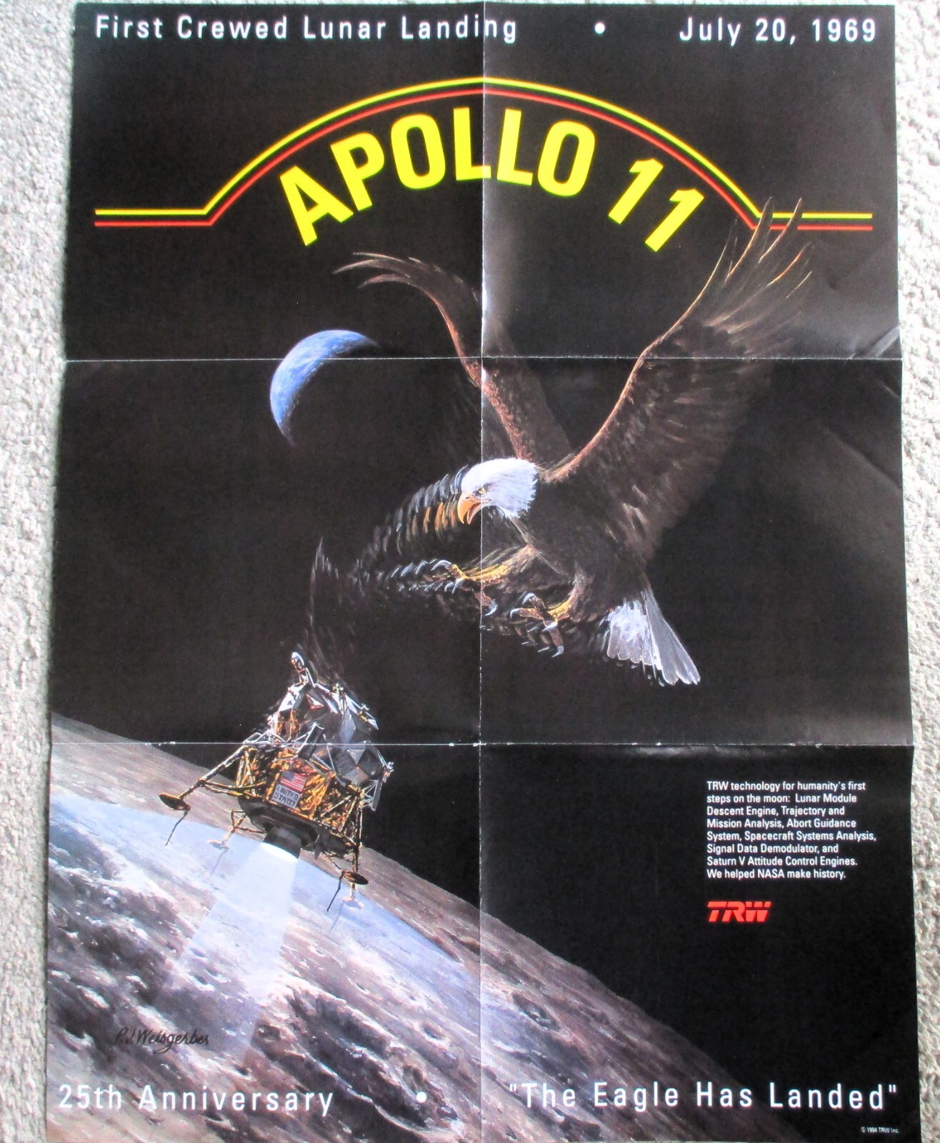 25th Anniversary APOLLO 11 "The Eagle Has Landed" TRW Inc. 18" x 24" Poster 1984