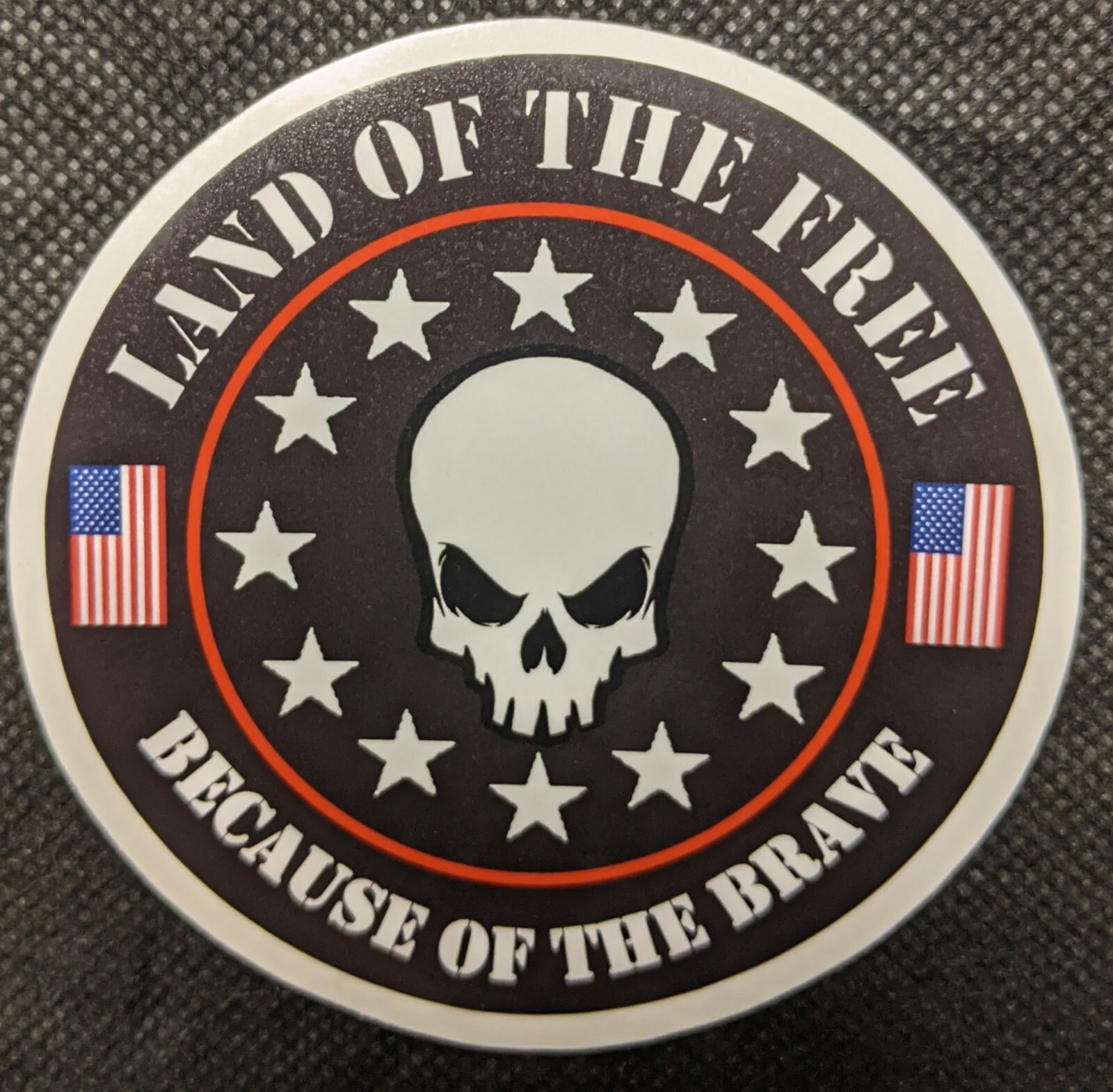 Land Of The Free Because Of The Brave Skull 6 inch Auto Truck Sticker Decal