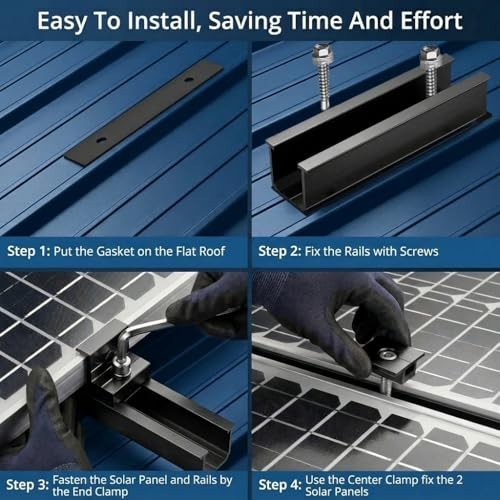 Solar Panel Mounting Kit for Thickness 1.18"/1.38" Panels, with 4pcs-panel