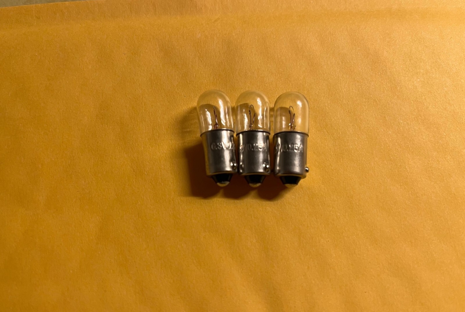 (3) BAYONET #44 INCANDESCENT LAMPS / 6.3v .25A/BULBS BA9s/Technics SA