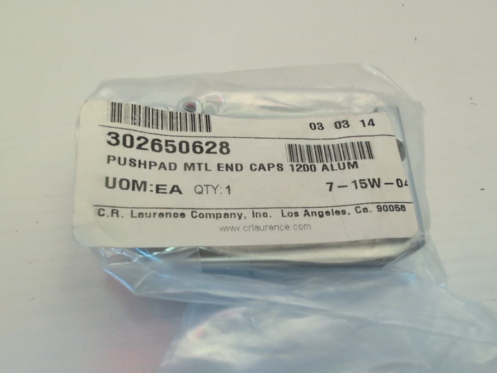 Jackson 302650628 Satin Aluminum Push Pad End Cap 1200 Series Panic Exit Device