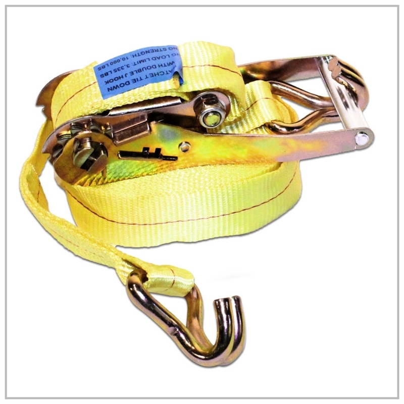 2" X 27' Ratchet Tie Down with Finger Wire J Hook for Trailer Cargo (10 Pack)
