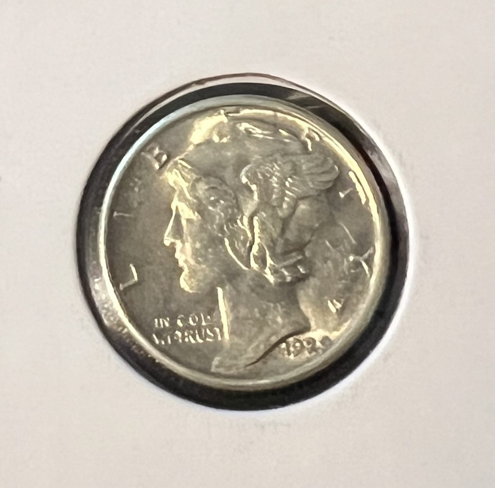 1929 MERCURY SILVER DIME GRADES ALMOST UNCIRCULATED++  ACTUAL COIN  #9992