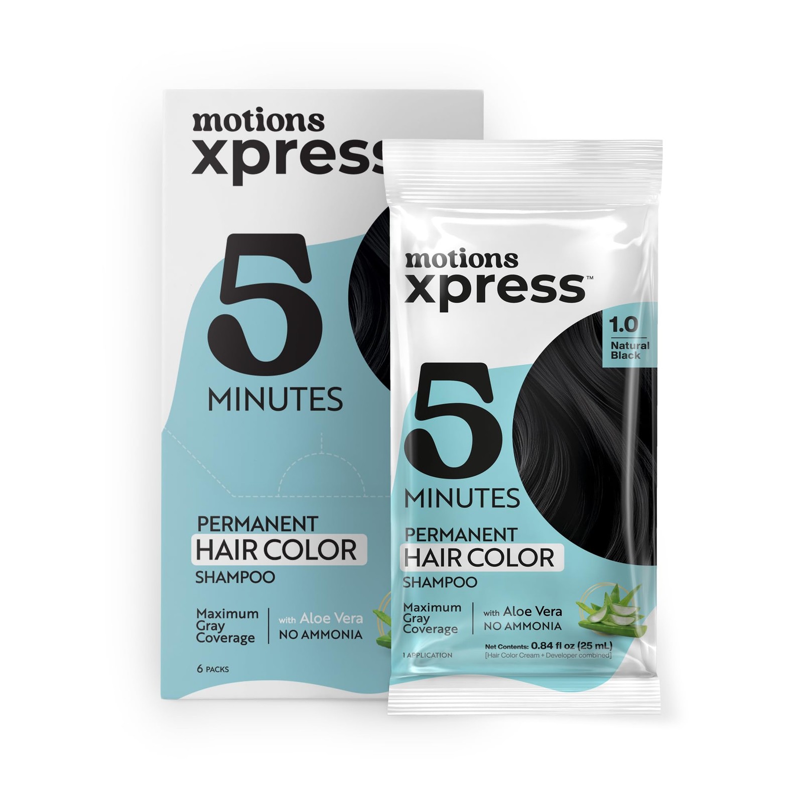 Motions Xpress Permanent Hair Color 1 Count (Pack of 1), Natural Black 1.0