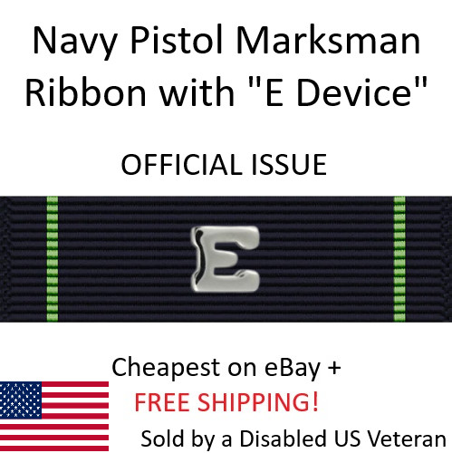 Navy Pistol Marksman /w E Device - OFFICIAL ISSUE (for Military Dress Uniform)