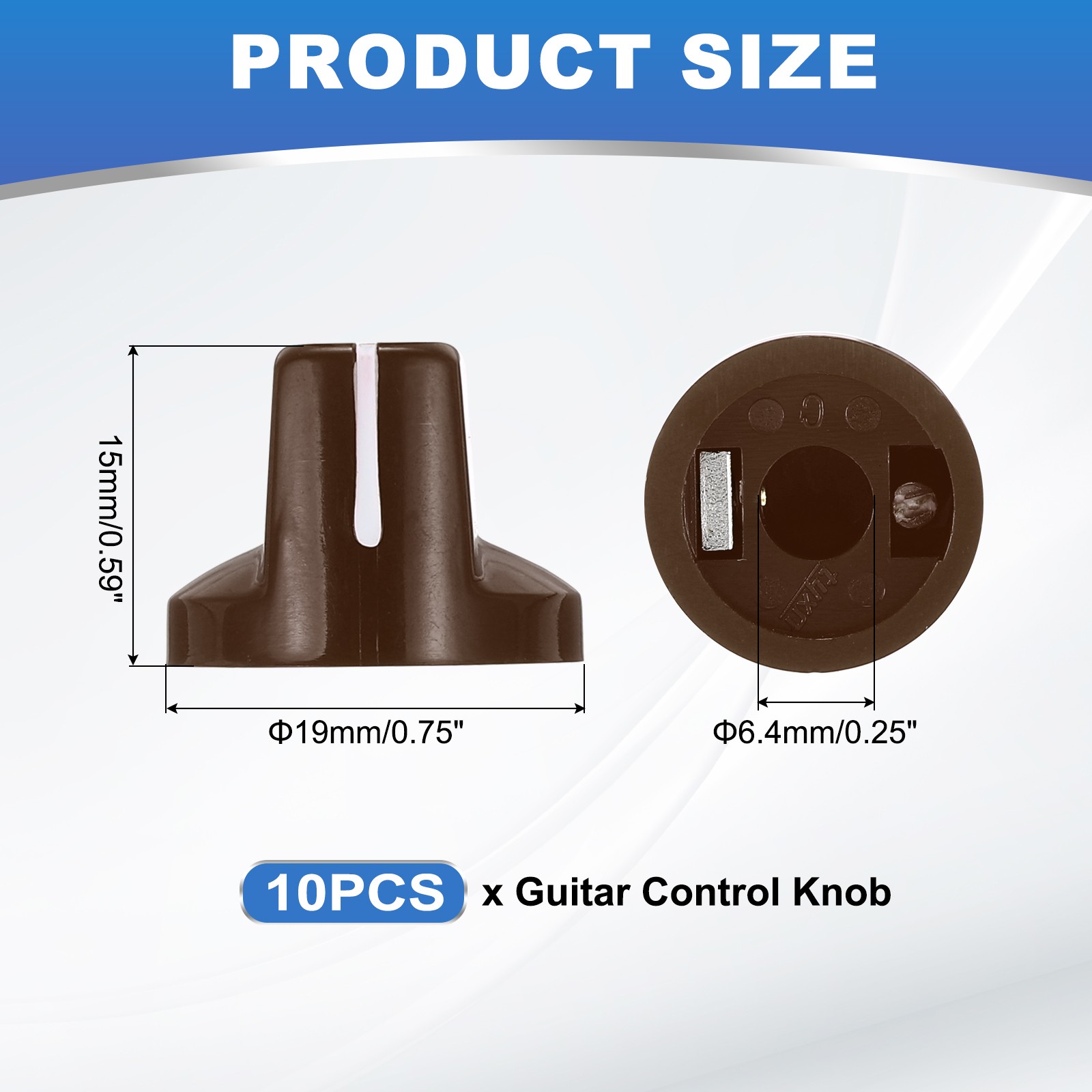10pcs Brown Guitar Effect Pedal Knob, 9/16" Plastic Electric Guitar Knobs