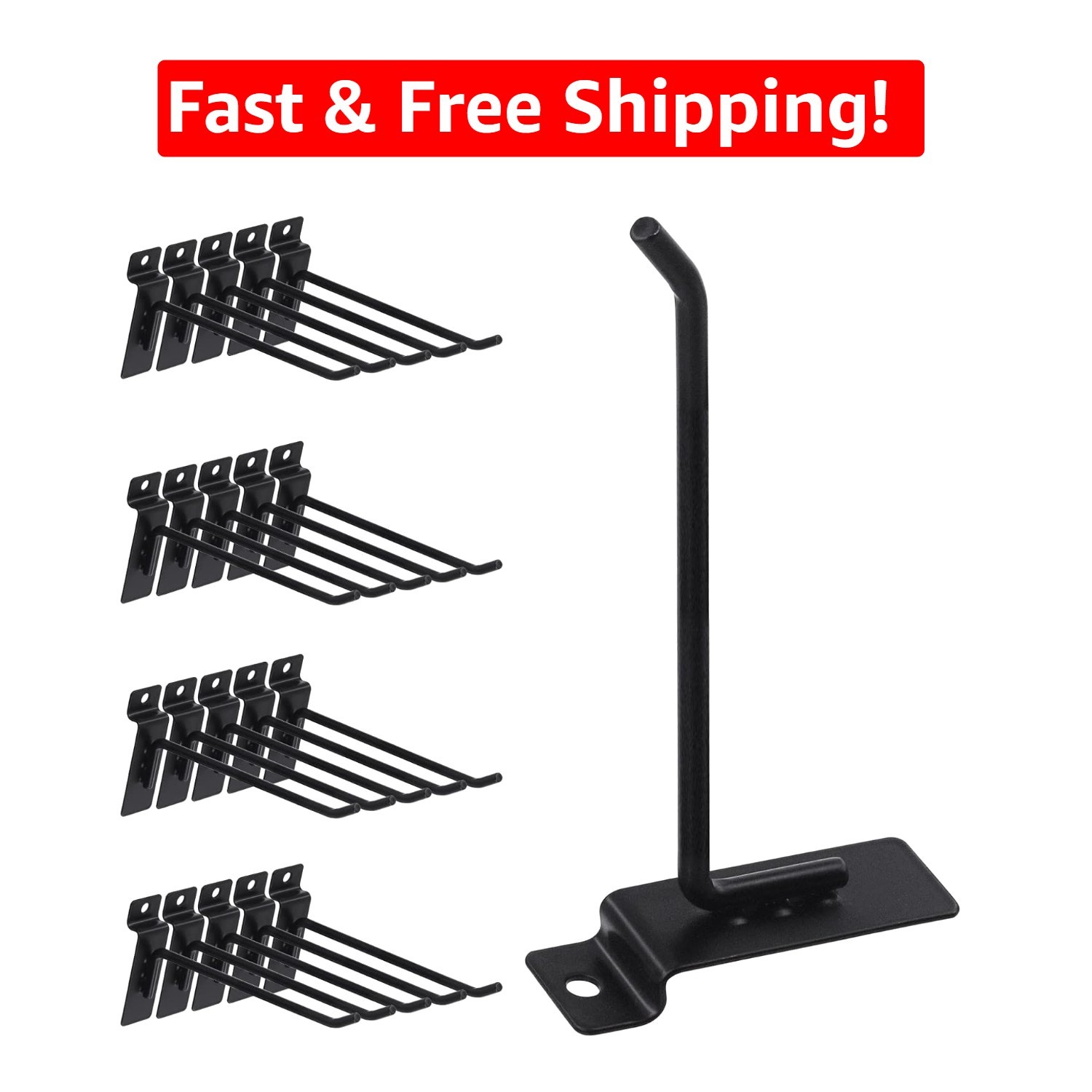 Versatile 20Pcs 6 Inch Slatwall Hooks - Secure Display for Tools & Accessories