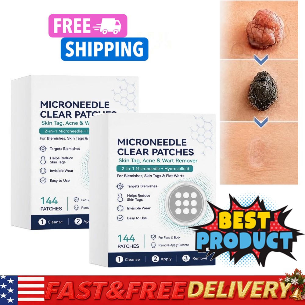Microneedle Patches 144pcs, Skin Tag Wart Acne Remover Patches ~2026 NEW
