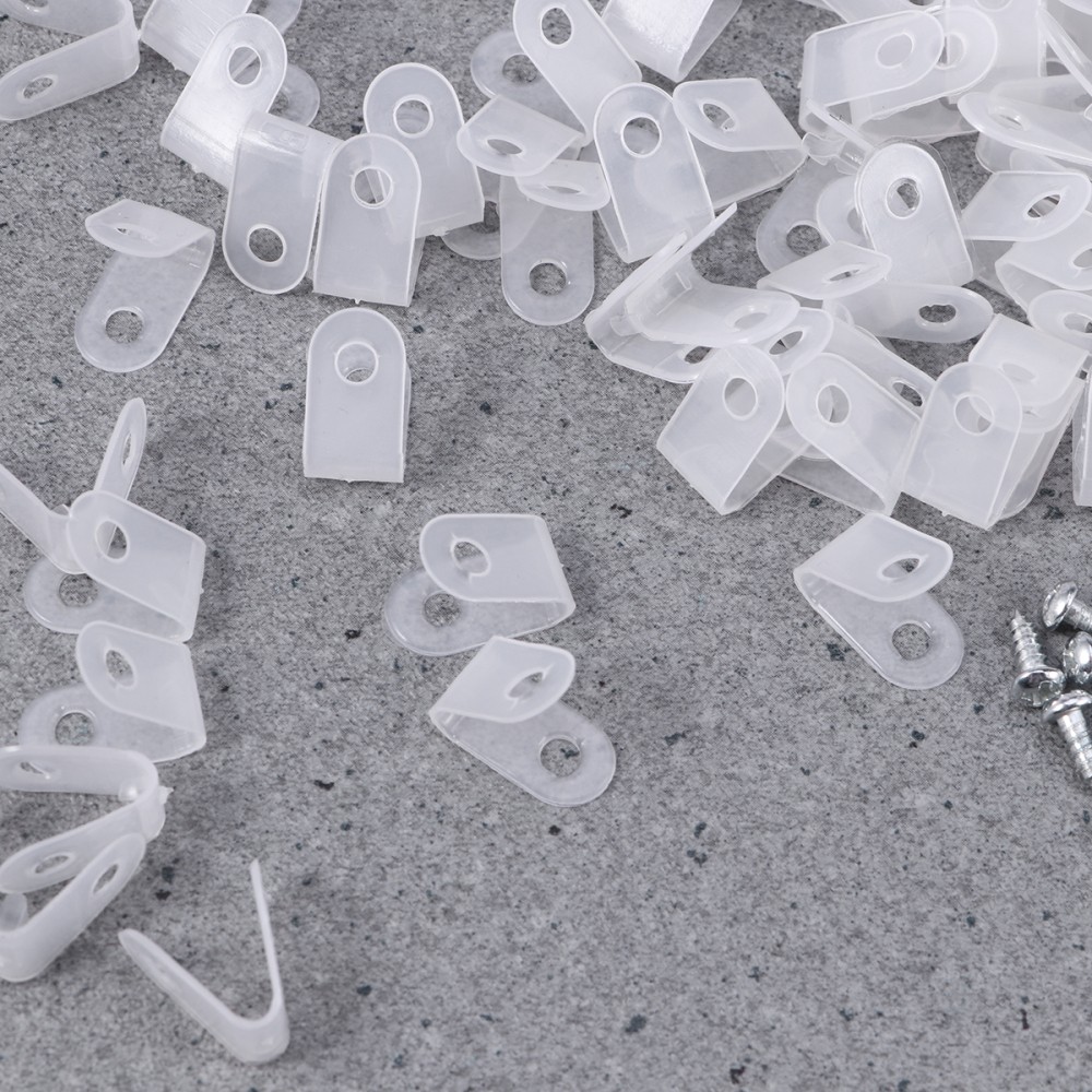100 Pcs Nylon Plastic R-type Cable Clips Small Wire Clamp Holder