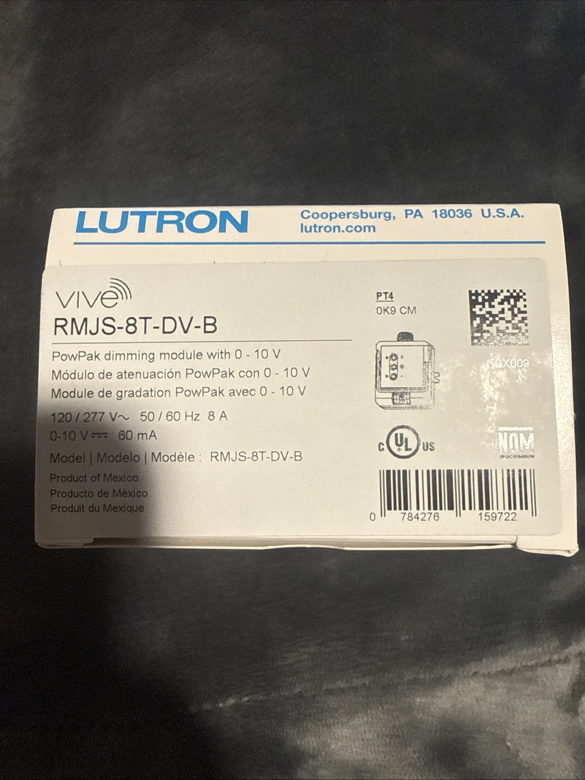 Lutron RMJS-8T-DV-B Power Pack Dimming Module with 0-10 Volt - NEW