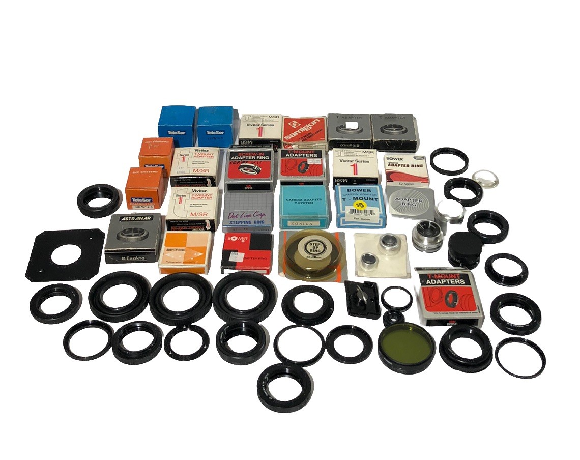 VTG Lot T Mount Camera Lens Adapter Rings Mix Vivitar TeleSor Bower Estate Find