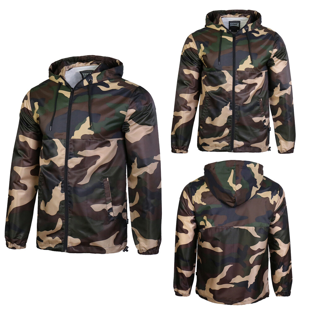 Beautiful Giant Men's Outdoor Jacket Camo Hoodie Lightweight Windbreaker