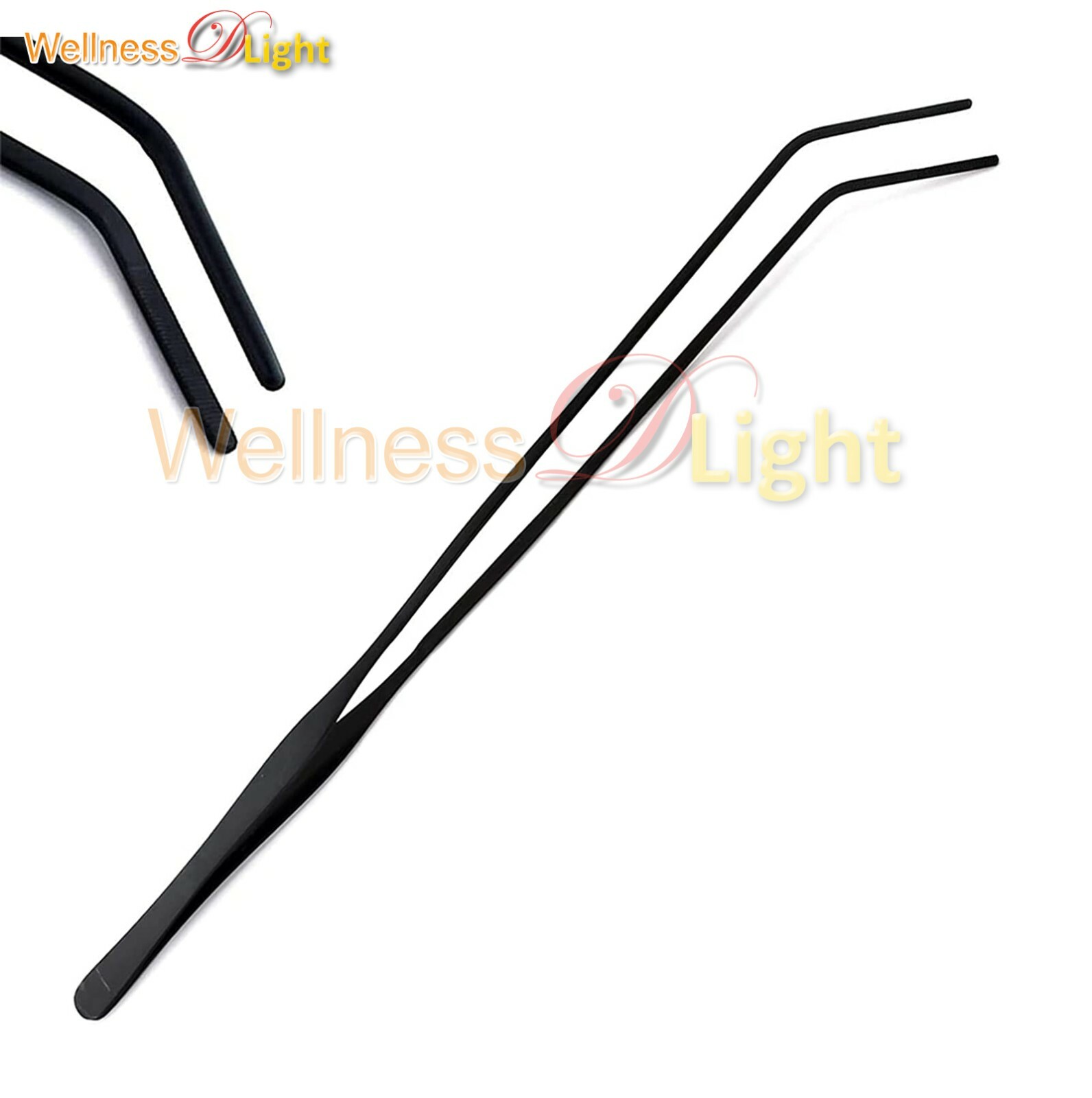 Aquarium Curved Tweezers 12'' Extra Long,Fish Tank Aquatic Plants Clip,Color BLK